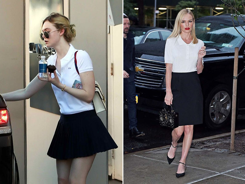 polo衫穿搭Elle Fanning 铅笔裙Kate Bosworth