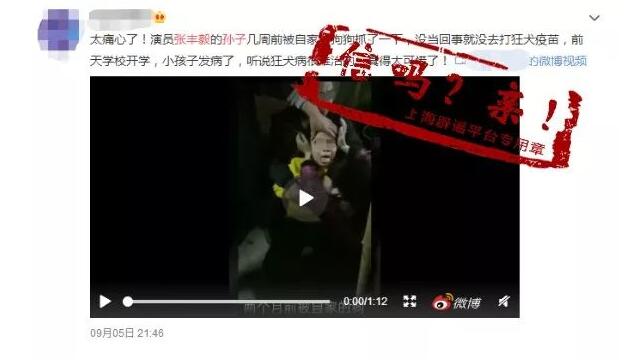 张丰毅孙子得狂犬病真的吗 被狗咬伤表情痛苦发出