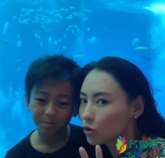 张柏芝与儿子合影