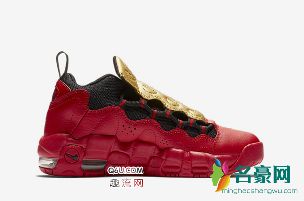耐克Air More Money 金红配色发售信息  Nike Air More Money GS上脚图