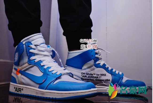 OFF-WHITE x AJ1上脚  OFF-WHITE x Air Jordan 1 UNC街拍