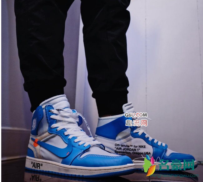 OFF-WHITE x AJ1上脚  OFF-WHITE x Air Jordan 1 UNC街拍
