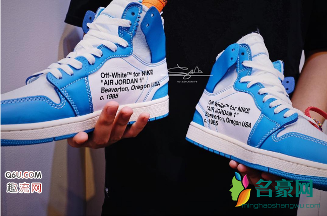 OFF-WHITE x AJ1上脚  OFF-WHITE x Air Jordan 1 UNC街拍