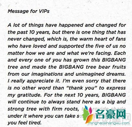 bigbang太阳暖心致谢粉丝 十年支持未来一直相伴