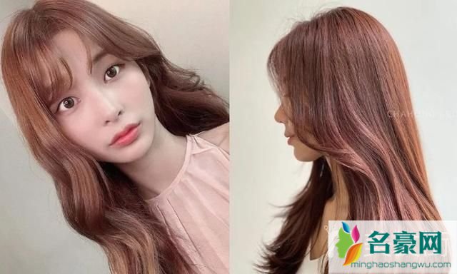 韩国最近流行发型颜色：玫瑰粉棕色