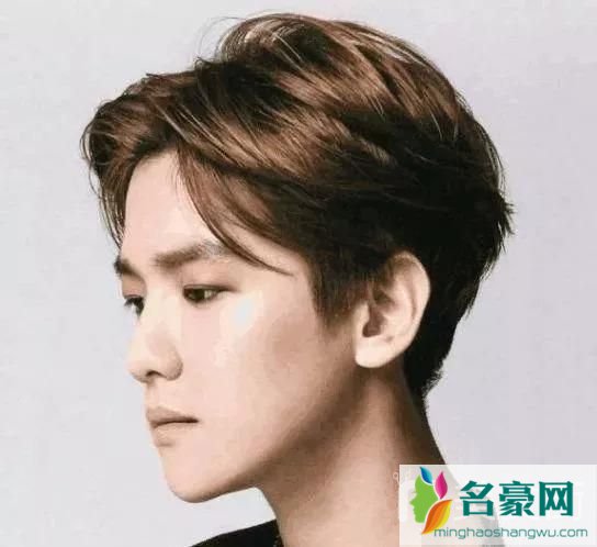男学生侧梳蓬松烫短发