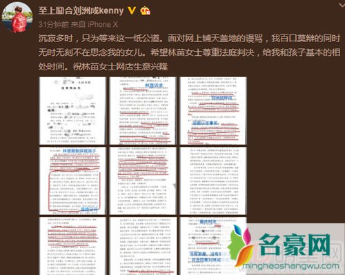 刘洲成晒法院判决书力证自己没家暴 网友却找出其中漏洞