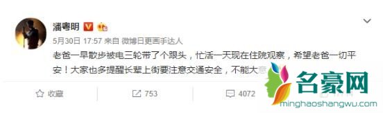 潘粤明父亲散步被撞