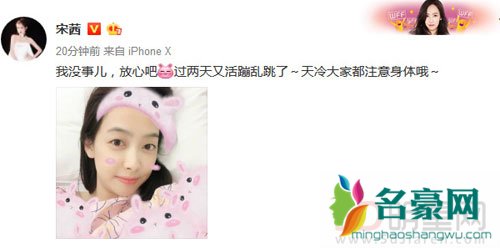 宋茜被爆生病住院 微博晒照报平安