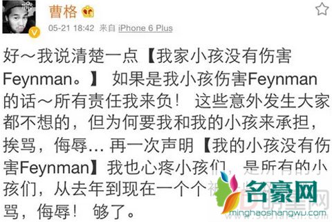 吴镇宇儿子怎么受伤的 受伤可以理解的主要是曹格太贱没道歉?