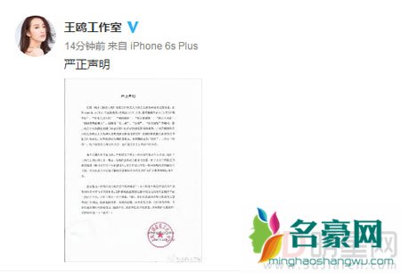 王鸥工作室声明斥网络暴力 回应公开索吻包贝尔