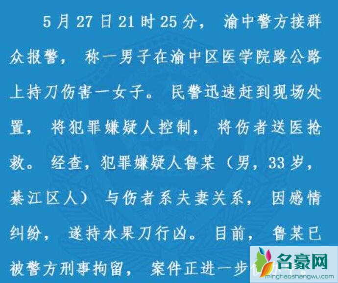 重庆一男子当街持刀伤害妻子