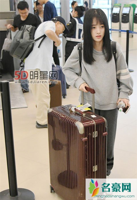 鞠婧祎现身机场比箱子还娇小 顶替杨颖上跑男？