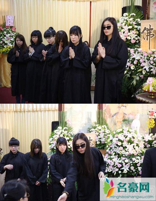 王祖贤出席父亲葬礼 表情沉痛哀伤