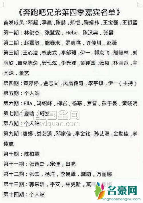 网曝《跑男4》嘉宾名单:Baby鹿晗疑将退出