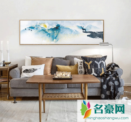中式客厅沙发背景墙挂牡丹可以吗1