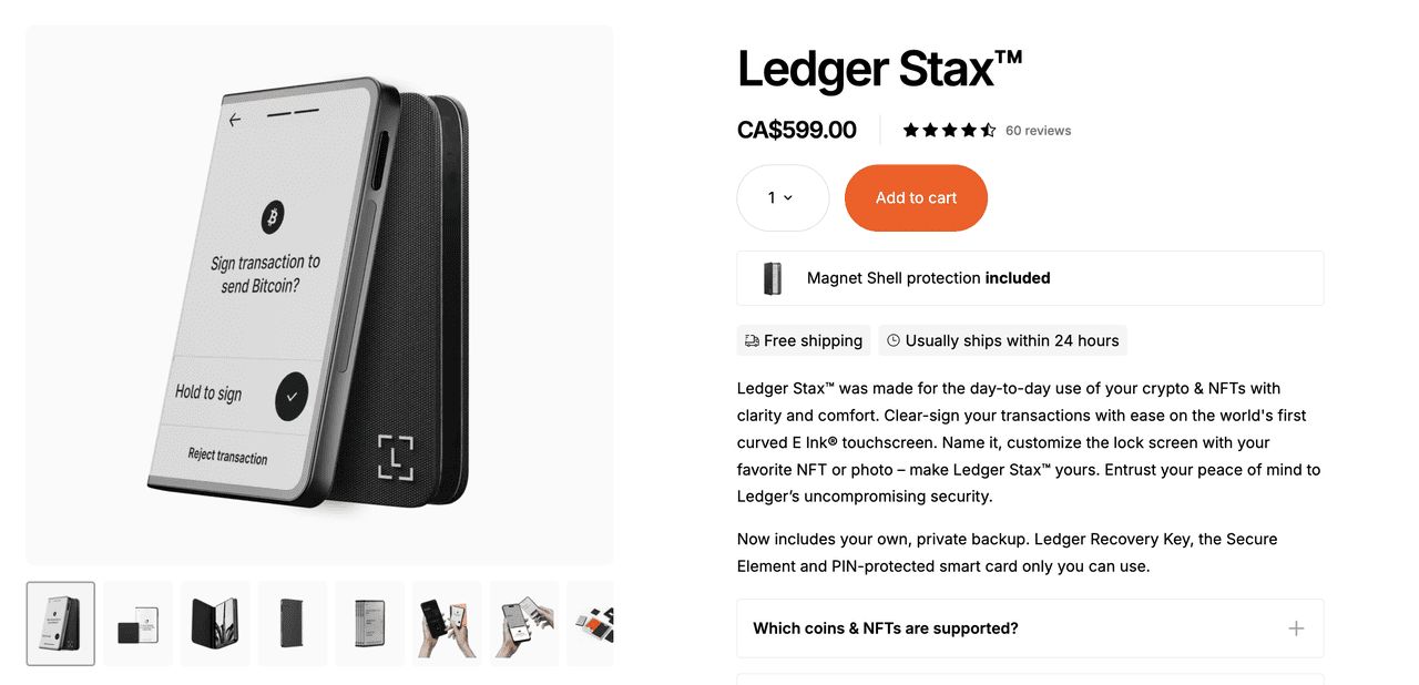 Ledger Stax 硬件钱包