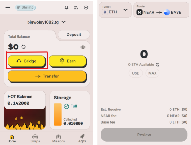 HOT Wallet桥接界面