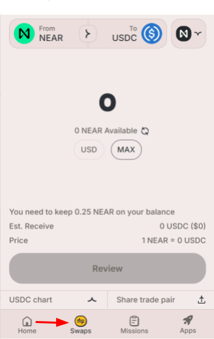 HOT Wallet兑换界面