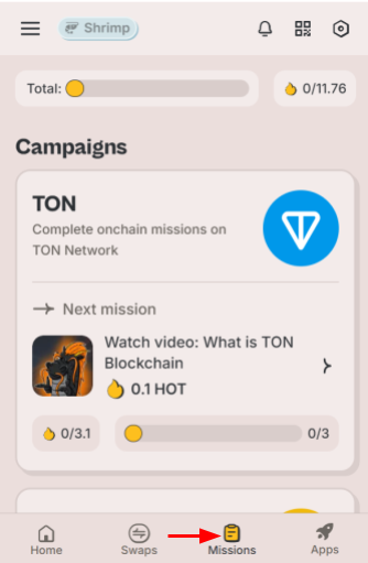 完成任务赚取HOT