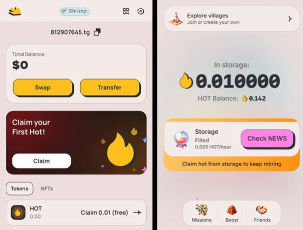 领取HOT代币步骤