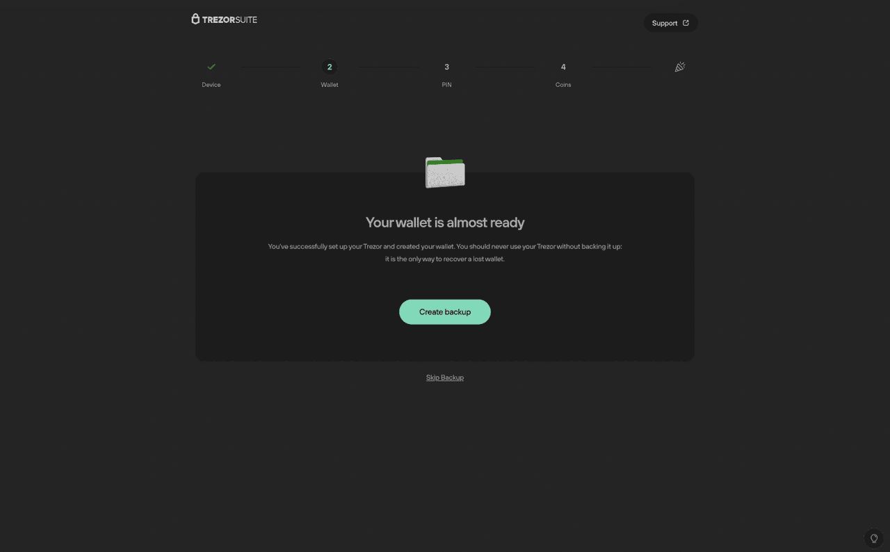 Trezor Model One 恢复钱包界面