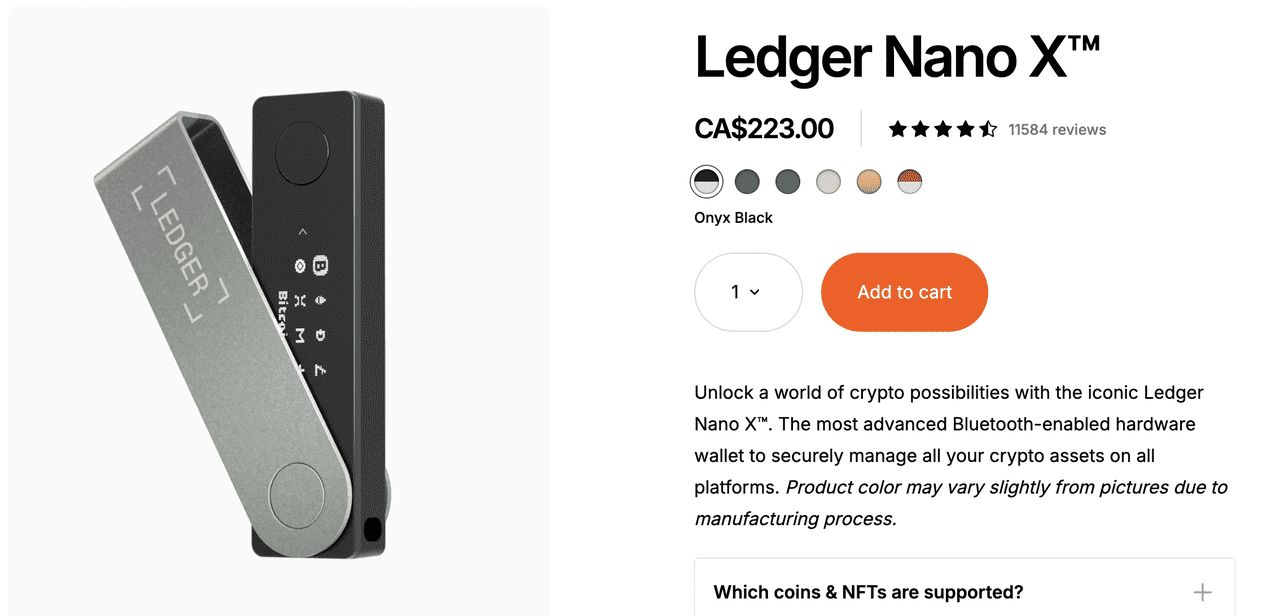 Ledger Nano X 硬件钱包外观