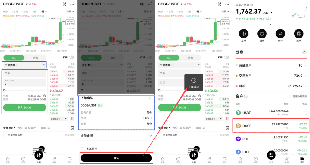 欧易OKX交易所购买DOGE狗狗币的几种方法