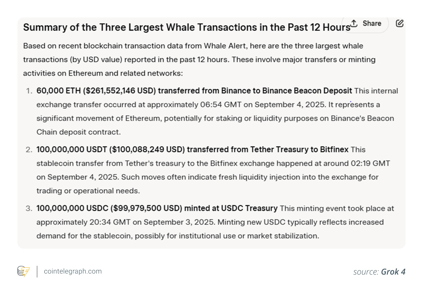 Grok 4 检测巨鲸活动