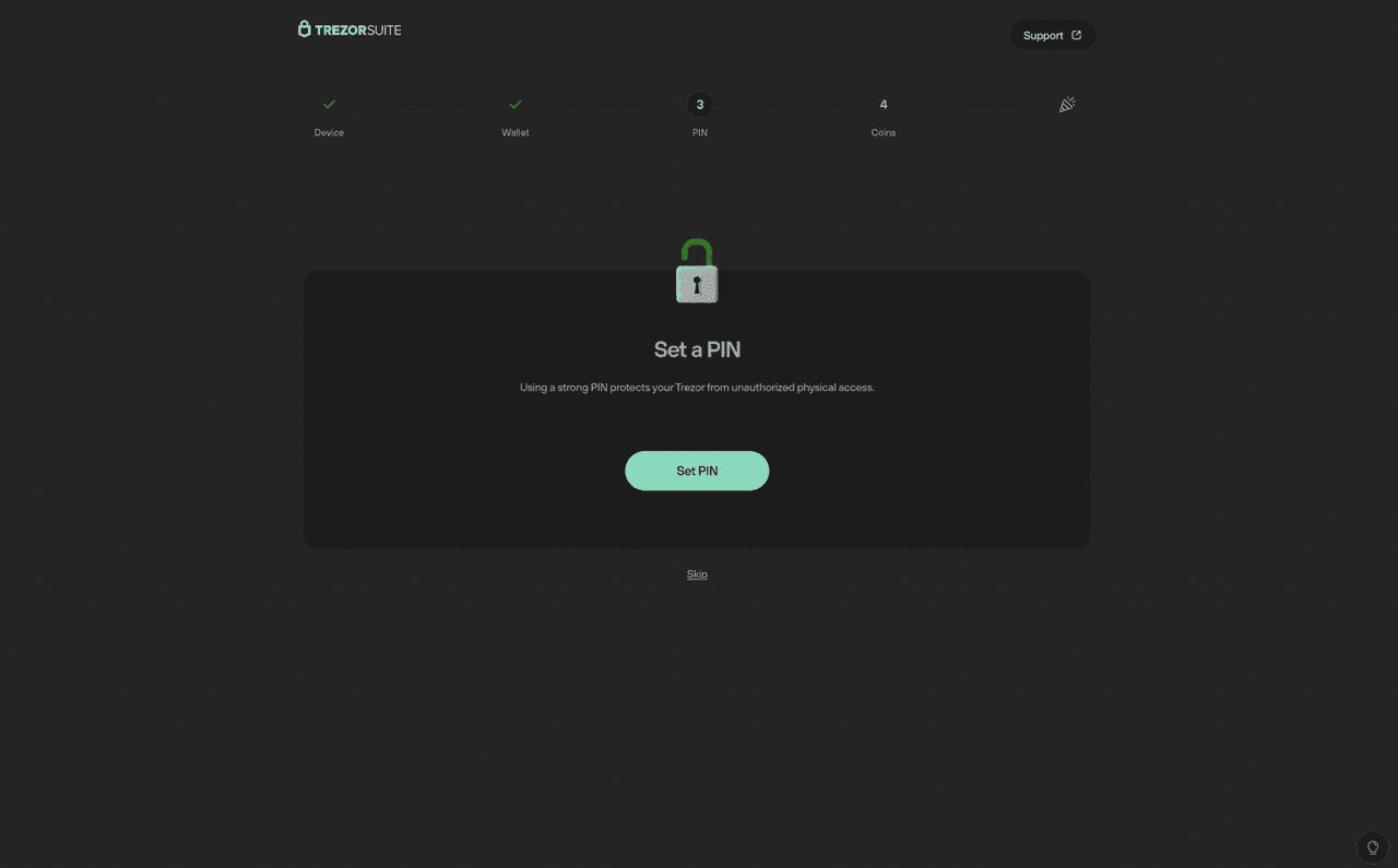 Trezor Model One 种子短语界面