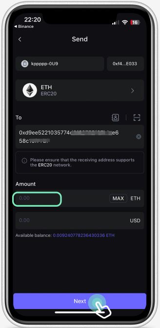 SafePal钱包存款输入界面
