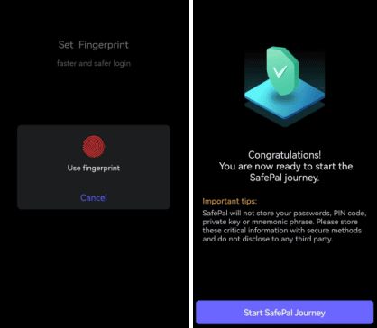 SafePal指纹设置